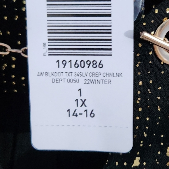 Torrid NWT Black Gold Crepe Chain Party Top - Picture 5 of 8